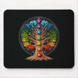 Mousepad Símbolos Chakra da Árvore da Vida Meditação Zen Yo