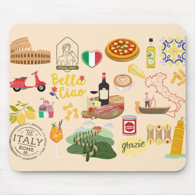 Mousepad Símbolos da Itália (Frente)