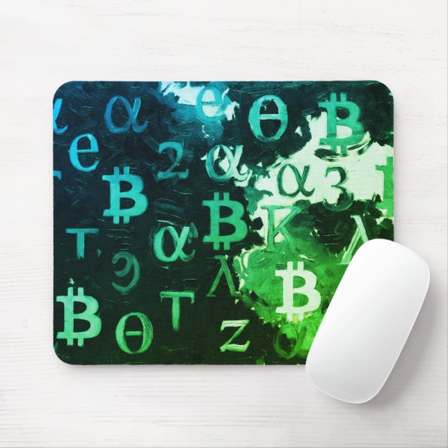 Mousepad Símbolos de Bitcoin (Estilo: Verde Lucro - 11) (Com mouse)