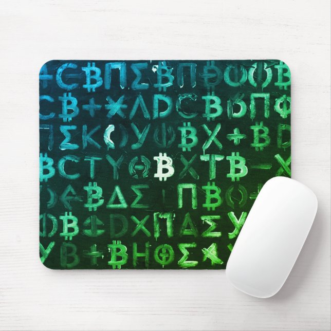 Mousepad Símbolos de Bitcoin (Estilo: Verde Lucro - 9) (Com mouse)