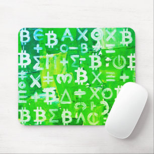 Mousepad Símbolos de Bitcoin (Lucro Brilhante Verde - 6)
