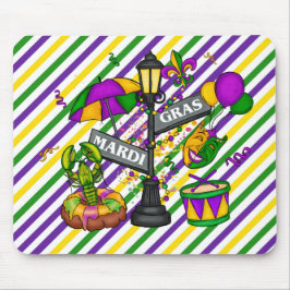 MOUSEPAD SÍMBOLOS DE GRAS MARDI MARDI VERDE AMARELO PURO