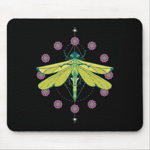 Mousepad Símbolos de Libélula Magia Mandala Inseto