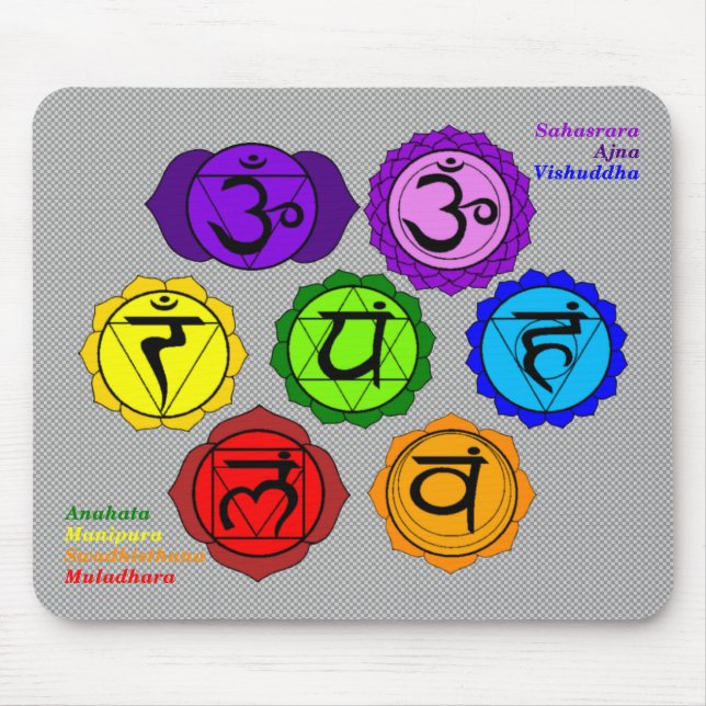 MOUSEPAD SÍMBOLOS MOUSEPAD. DA IOGA REIKI SETE CHAKRA (Frente)