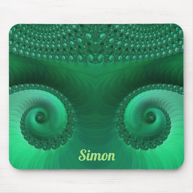 Mousepad SIMON ~ Zany Shades de Padrão Fratural Verde (Frente)