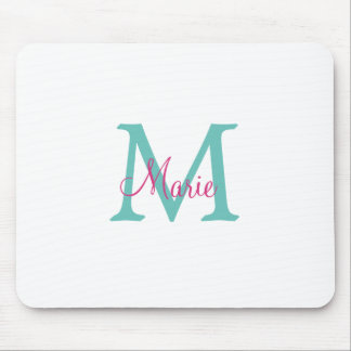 Mousepad simple minimal add name monogram green pink blue t