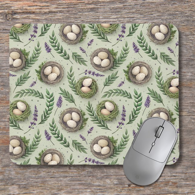Mousepad Simple Sage Green Easter Eggs Lavender Nest (Criador carregado)