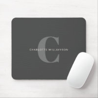 Simple Stylish Chic Monogram Name Black and Gray