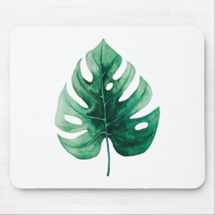 Mousepad Simple Tropical Watercolor Green Leaf