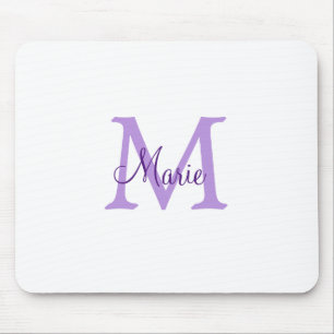Mousepad simples adicionar nome monograma rosa vermelho a