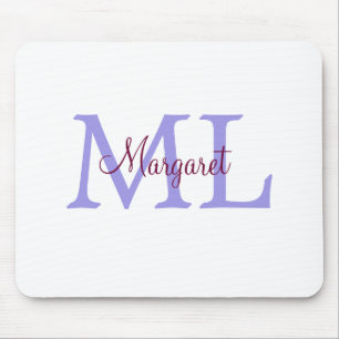 Mousepad simples adicione nome monograma rosa vermelho al