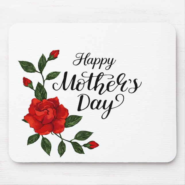 Mousepad Simples Calligraphy Floral Dia das Mães |  (Frente)