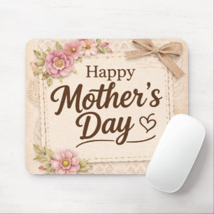 Mousepad Simples Calligraphy Floral do Dia das Mães