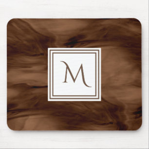 Mousepad Simples Castanho Escuro Sutil Marble Monograma Mod