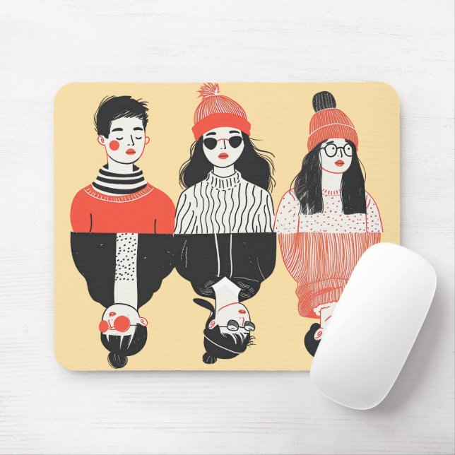 Mousepad Simples desenho moderno de pessoas legal (Com mouse)
