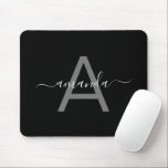 Mousepad Simples Elegante Adicione seu Nome & Monograma Pre<br><div class="desc">Simples Elegante Adicione seu Nome & Monograma Preto Mousepad.</div>