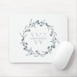 Mousepad Simples Elegante Floral Laurel Wreath Monograma