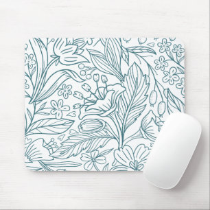 Mousepad Simples Folhas de Hibisco Florais Elegantes