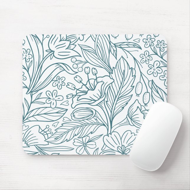 Mousepad Simples Folhas de Hibisco Florais Elegantes | (Com mouse)