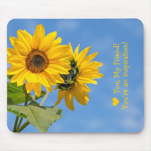 Mousepad Simples Inspiração de Amor Girassóis Carregar Text (Frente)