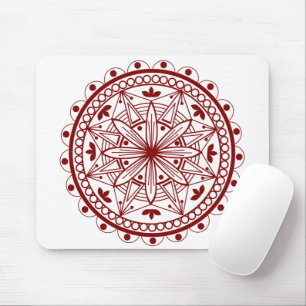 Mousepad Simples Mandala Vermelha Profunda