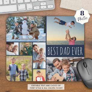 Mousepad Simples MELHOR PAI DE TODOS 8 Colagem de Fotos Azu