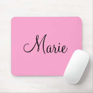 Mousepad simples minimal rosa claro adicione o seu nome fem