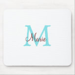 Mousepad simples nome de adição monograma, cor-de-rosa verm<br><div class="desc">design</div>