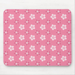 Mousepad simples padrão floral sólido rosa retrofluxo peque
