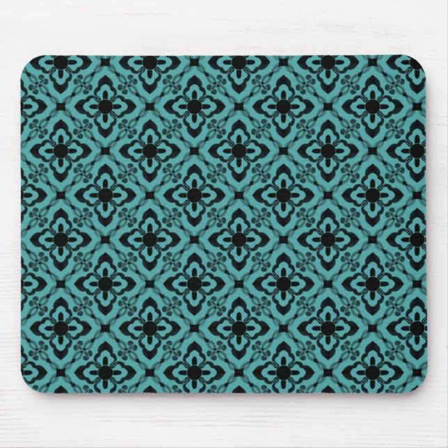 Mousepad Simplesmente Damask Mousepad, Turquoise (Frente)