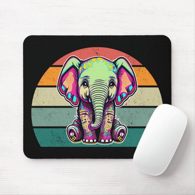 Mousepad Simulação digital do lindo bebê elefante (Com mouse)