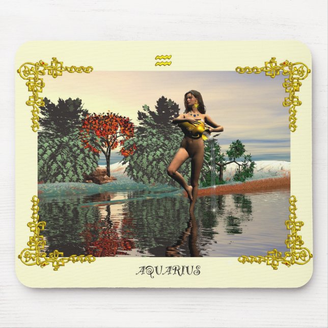 MOUSEPAD SINAIS DE ANIVERSÁRIO ZODIÁTICOS / AQUÁRIO (Frente)