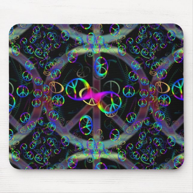 Mousepad Sinais de paz de néon de flutuação (Frente)