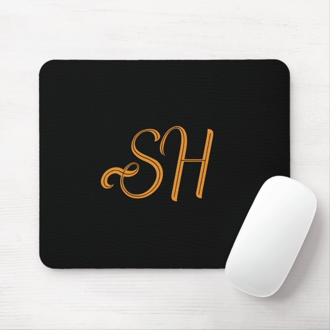 Mousepad Sinais personalizados de script Dourado preto (Com mouse)
