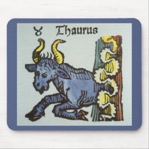 Mousepad Sinais Vintage do Zodíaco, Antique Taurus Bull
