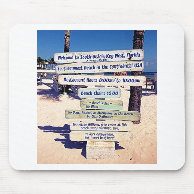 Mousepad sinal da praia de Key West florida (Frente)