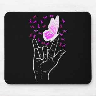 Mousepad Sinal de Amor Borboleta Cancer de Mama Consciência