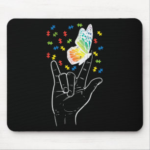 Mousepad Sinal de amor Borboleta Quebra-cabeça Autismo Cons