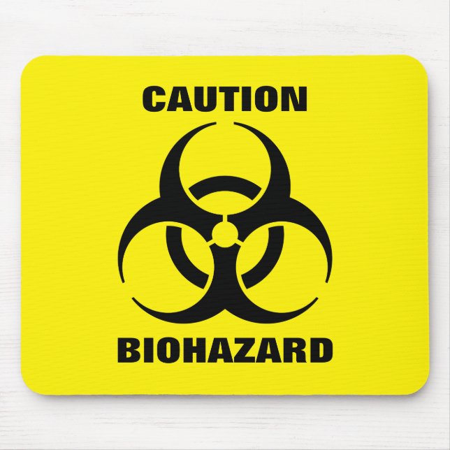 Mousepad Sinal de aviso amarelo do símbolo do Biohazard (Frente)