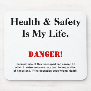 Mousepad Sinal de Aviso de Piada de Segurança e Saúde