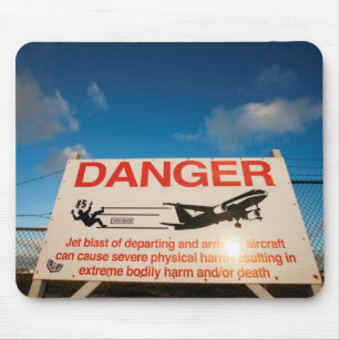 Mousepad Sinal de aviso perto do aeroporto do St. Maarten,