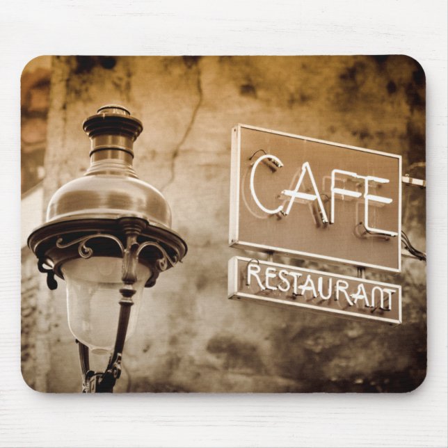 Mousepad Sinal de café em sépia, Paris, França (Frente)