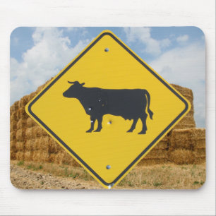 Mousepad Sinal de Cruzamento de Bovinos, Cabelo Baleado, Cé