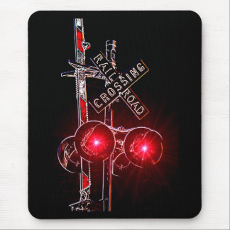 Mousepad Sinal de cruzamento de néon da estrada de ferro