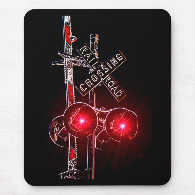 Mousepad Sinal de cruzamento de néon da estrada de ferro (Frente)