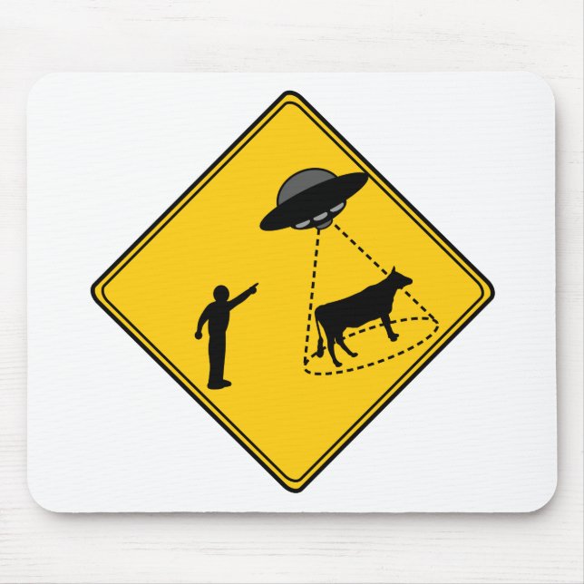 Mousepad Sinal de estrada - Vaca e OVNI (Frente)