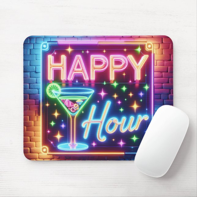 Mousepad Sinal de Hora Feliz no Tijolo do Arco-Íris (Com mouse)