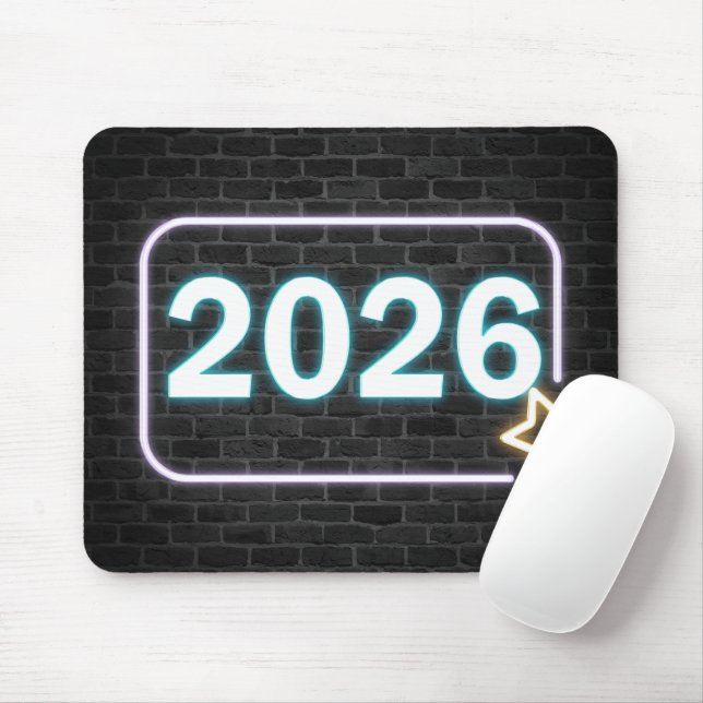 Mousepad Sinal de Neon em Tijolo para 2026 (Com mouse)