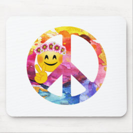 Mousepad Sinal de paz, arte da aguarela do Emoticon do