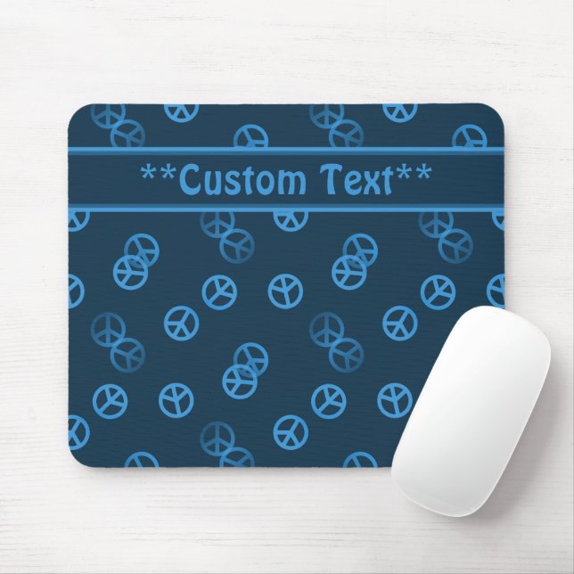 Mousepad Sinal de paz azul com texto personalizado (Com mouse)
